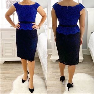 Adriana Papel blue and Black Peplum Belt Dress, 4